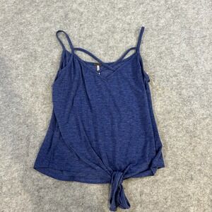 Poofw Women's Blue Cami Tie Front Spaghetti Strap Tank Top Size‎ S